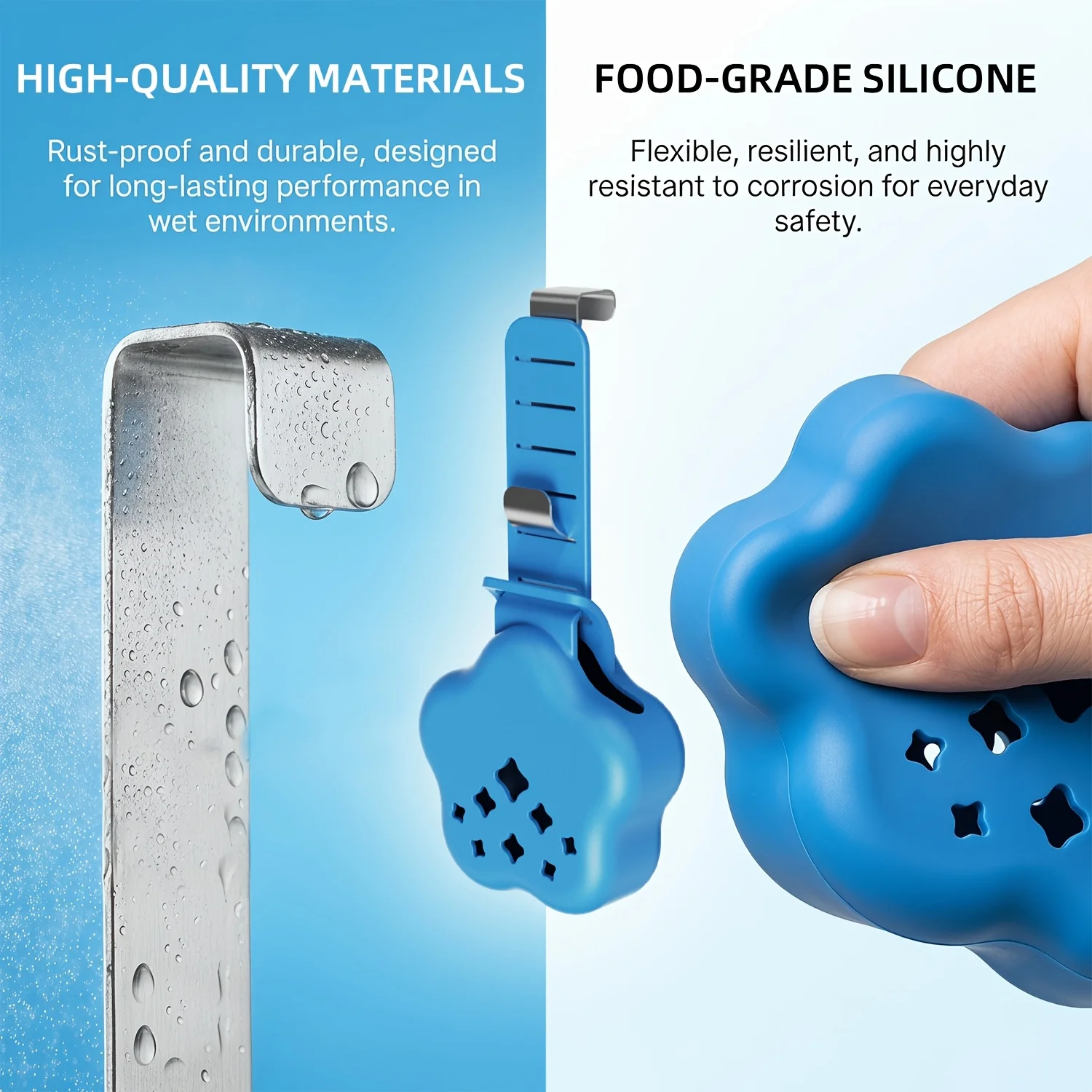 Adjustable Toilet Tank Cleaner Holder Hanging Silicone Basket with Rust-Proof Hook for Toilet Cleaning And Bleach Tablet Storage