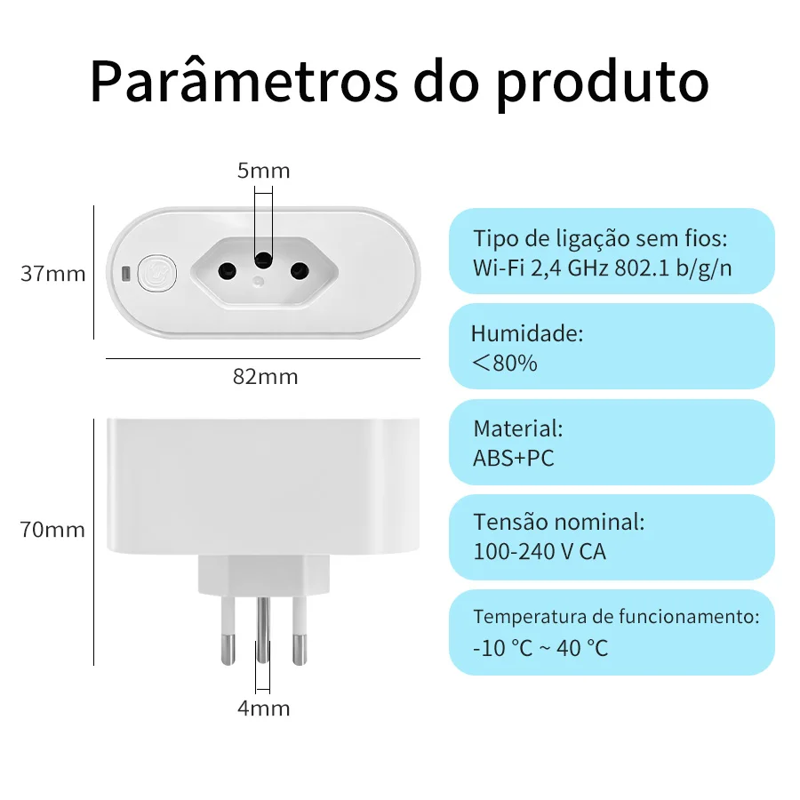 16A Brazil Standard WiFi Smart Socket Plug Tuya Outlets Adapter with Energy Power Monitor Alexa Google Home Voice Control