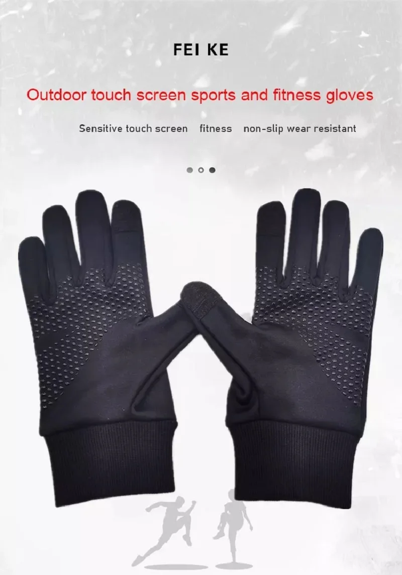 

Men Winter Warm Outdoor Sports Cycling Waterproof Gloves Touch Screen Non-slip High Quality Black Full Fingers Mitten Driving