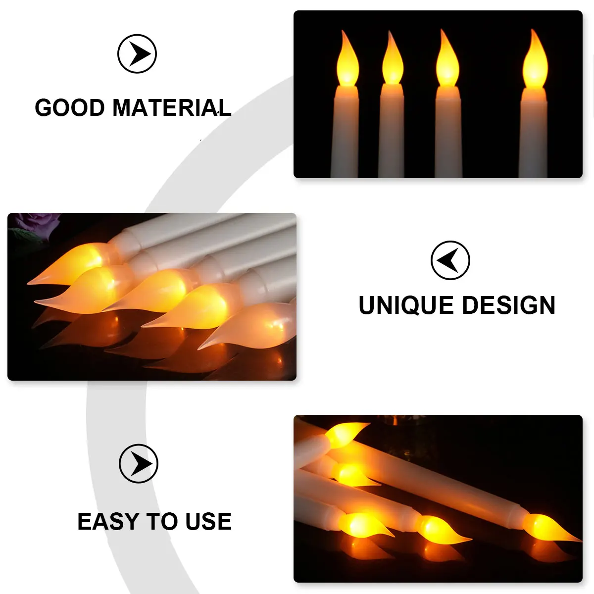 

4pcs Remote Control Long Pole LED Electronic Flameless Candles Decor Lamp Wedding Outdoor Christmas Gift LED Lighting Plastic