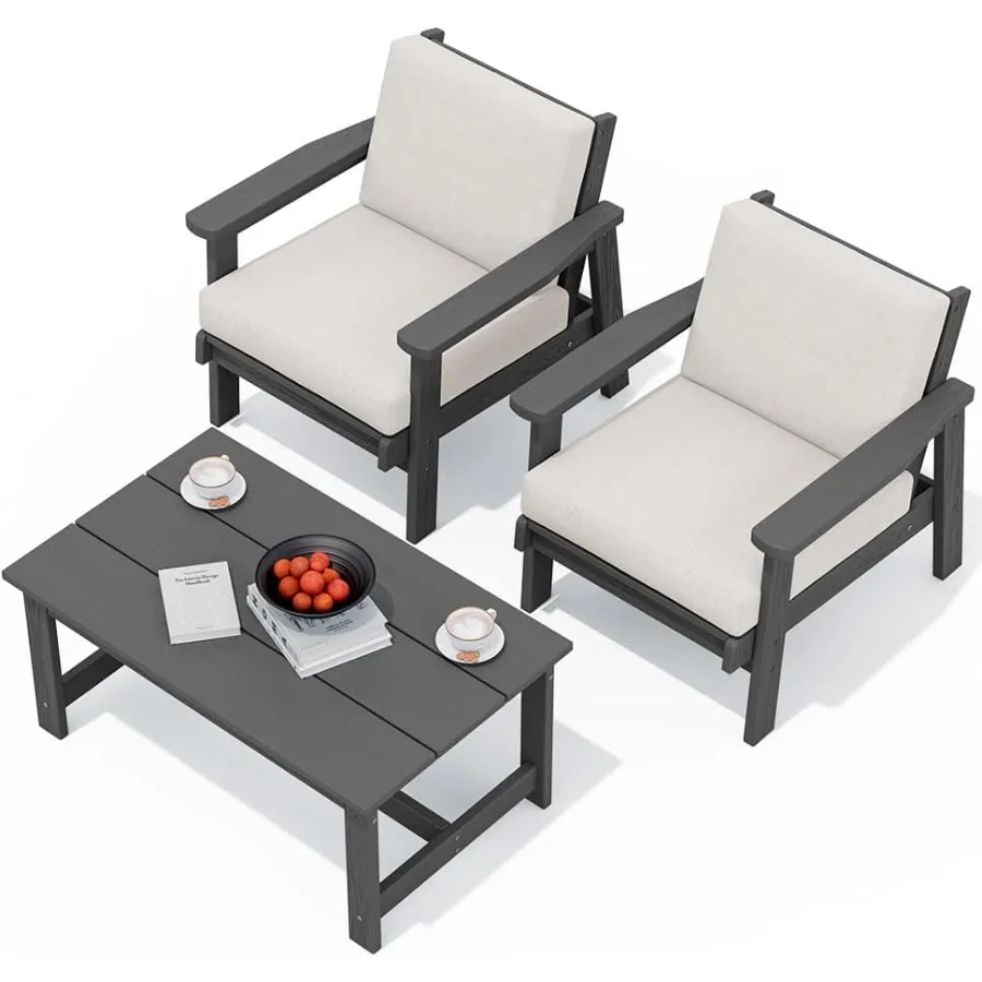 

HDPE Outdoor Couch with Grey Frame and Khaki Cushion for Patio Garden Deck and Poolside Use Durable WeatherResistant LowMainten