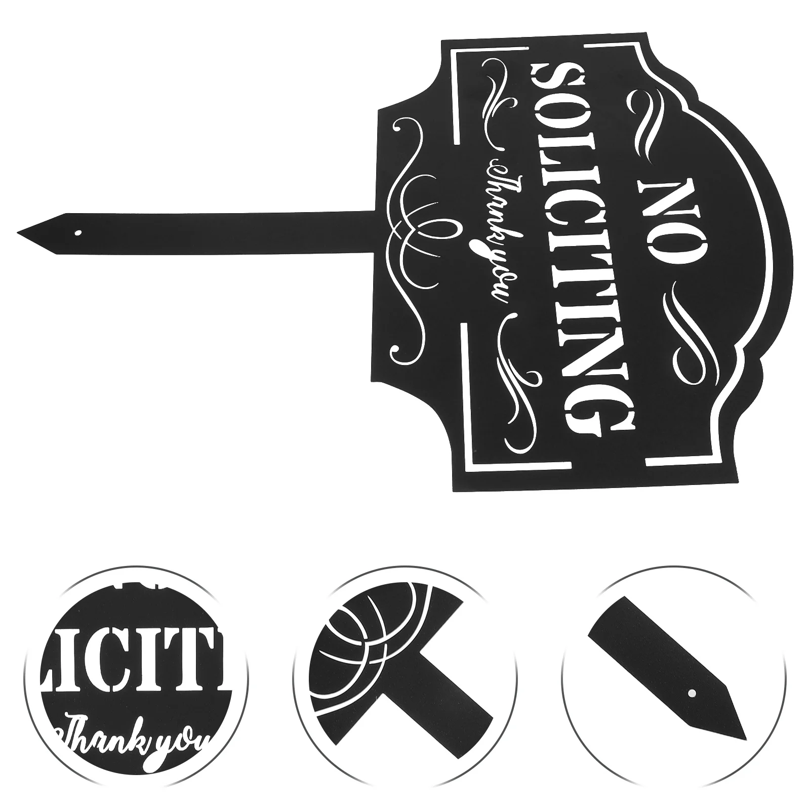 

No Soliciting For Yard Garden Metal Stake Outdoor Lawn Courtyard Warning Sign Fade Resistant Sturdy Iron Security Decorative