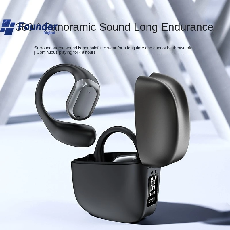 

3C Founder Digital Display Bluetooth Earphones Long Endurance Sports Universal Wireless Earphones OWS Non In Ear New Hot 2024