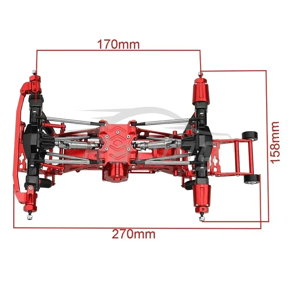 Metalowa rama podwozia 1:18 z osłami Skrzynia biegów do RC 1/18 LOSI Mini LMT 1/18 Szczotkowana ciężarówka Monster Truck Część ze stopu aluminium