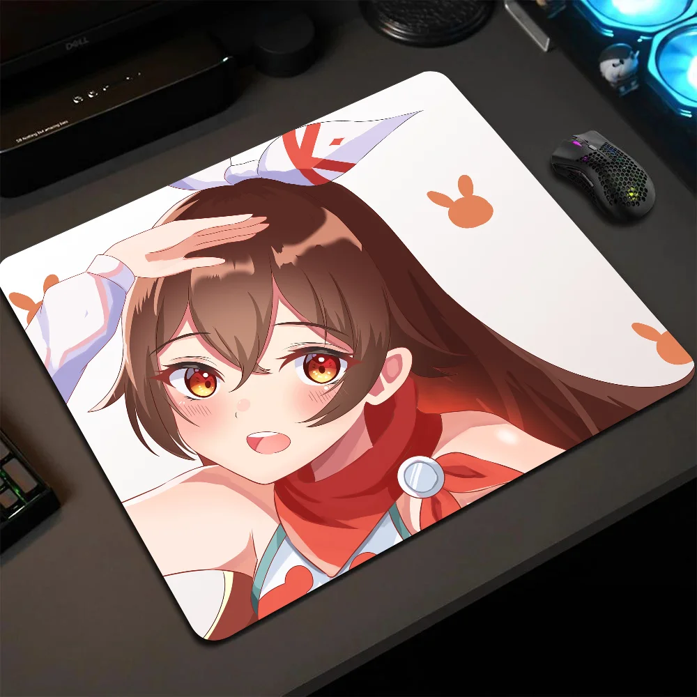 Amber Genshin Impact Mousepad Small LockEdge Mouse Pad For Gamers Computer Desk Pad Rectangular Anti-slip Rubber