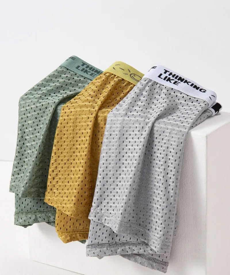 6 Stück Mesh-Eisseide Boxershorts für Herren, Atmungsaktive Sexy Slim-Fit Nahtlose Unterhosen in Übergröße 4X – Detail 20