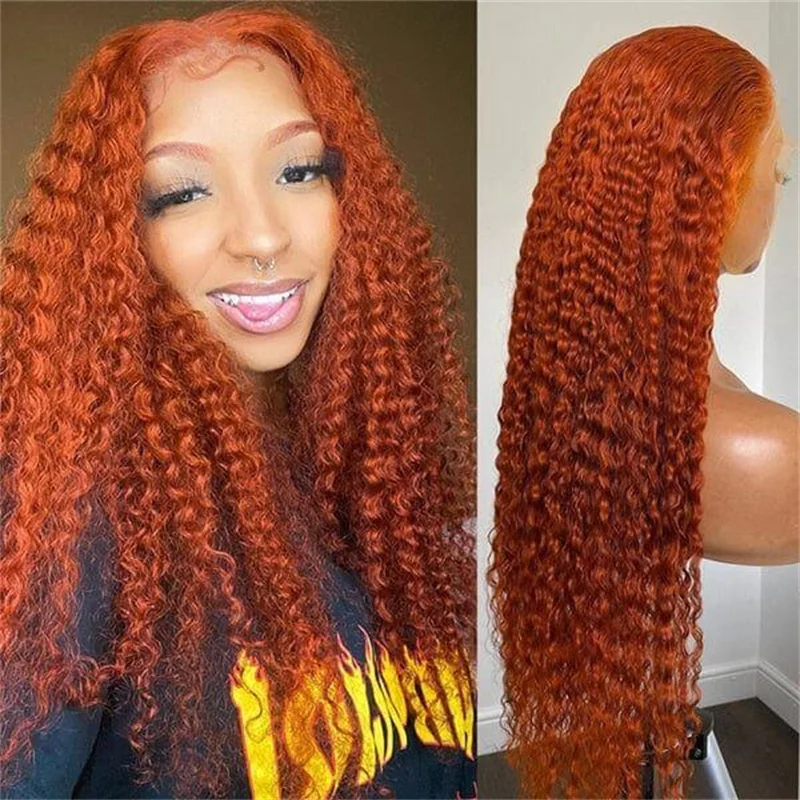 Longo 26 Polegada macio 180 densidade laranja kinky encaracolado peruca dianteira do laço para preto feminino cabelo do bebê preplucked diário peruca sem cola