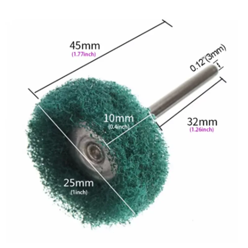 10pcs Mini Drill Abrasive Brush Nylon Buffing Polishing Wheel Sanding Head  Grit Buffs Rotating Tool Accessories