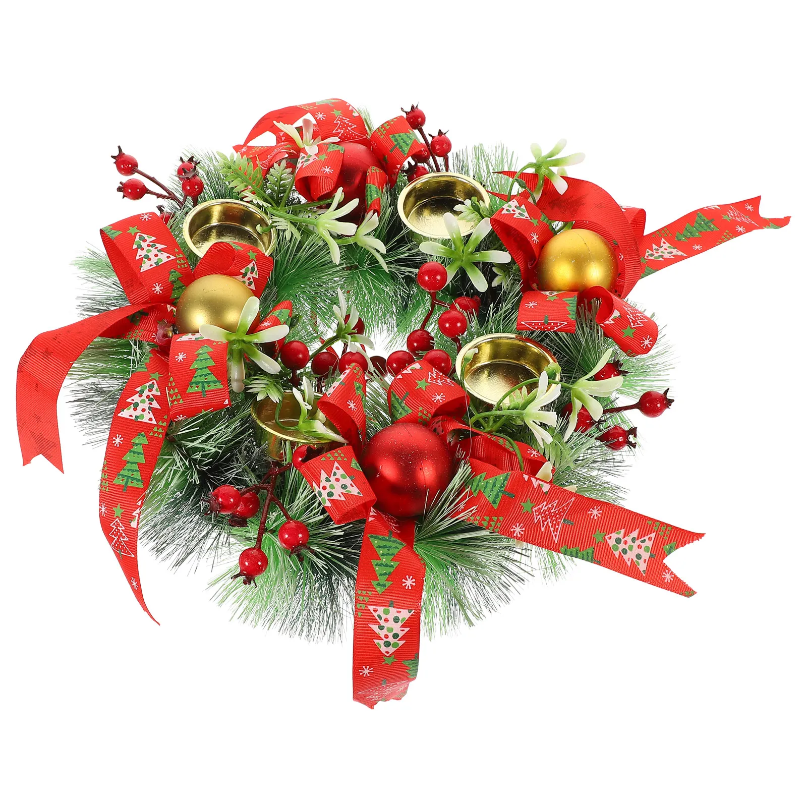

Christmas Ring Decorations Simulated Pine Needle Wreath Candlestick Garland Home Wedding Party Xmas Ornament