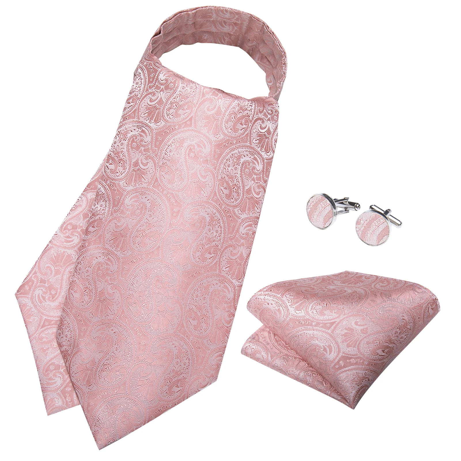 Nam Cao Cấp Hồng Đen Họa Tiết Paisley Ascot Tie Set Cưới Đảng Cravat Xanh Quan Hệ Túi Sqaure Dây Chắc Chắn Cà Vạt Vòng Bộ quà Tặng