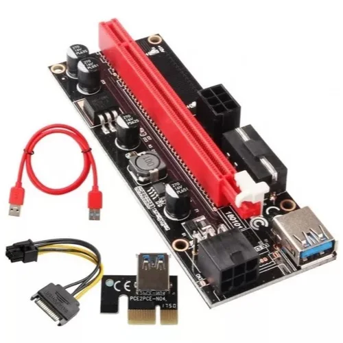 Placa Pci-e Express Riser Ver009s Usb 3.0 Extensor Ethereum Cor Vermelho