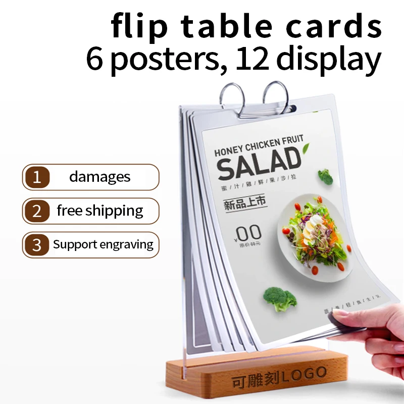 

A5 A4 1020 Double Sided Page Turning Acrylic Sign Stand Plastic Desk Stand Menu Card Photo Frame Advertising Office Home Store