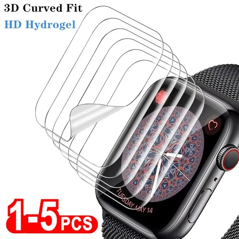 

5pcs Soft Hydrogel Film For Apple Watch 9 8 7 6 5 4 45mm 44mm 42mm 41mm 40mm 38mm Screen Protector Watch Series Ultra 3 2 1 49MM