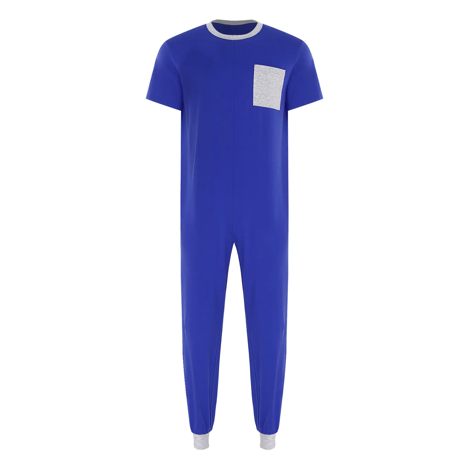Adults Mens Womens Anti-Strip Adaptive Jumpsuit Short Sleeve Jogger Pants One-piece Rompers for Elderly Special Needs Patients