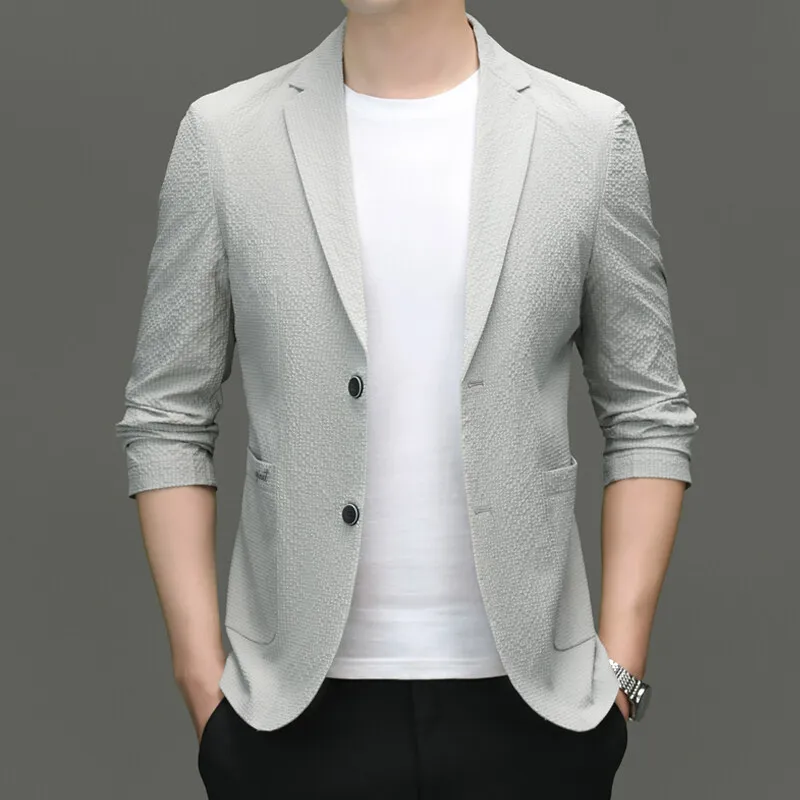 

New men's business, casual, fashionable, cool and versatile spring and summer thin ice silk suit jacket