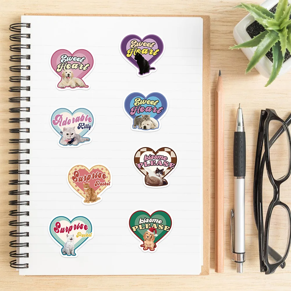 49Pcs Retro Lovely Cat Stickers Cartoon Aesthetic Decals For Phone Laptop Suitcase Skateboard Scrapbook Waterproof Sticker