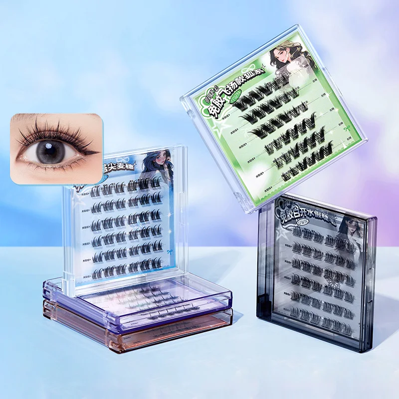 Two piece set of practical glue free false eyelashes, multi-style use, natural micro curl, natural eyelashes, natural makeup