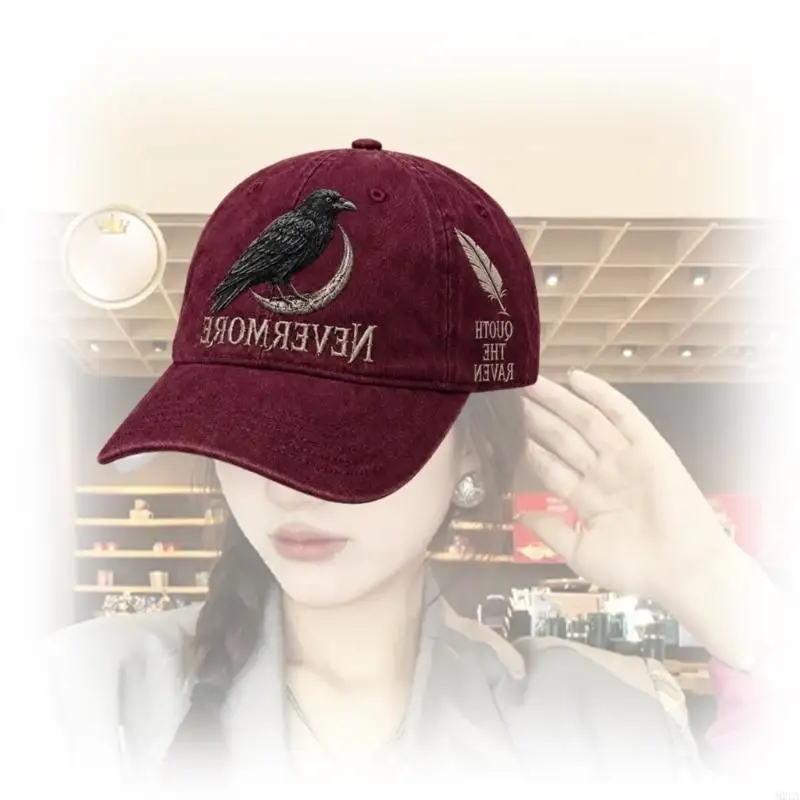 2026 New Nevermore Crow Dad Hat with and Moon Embroidery for Streetwear