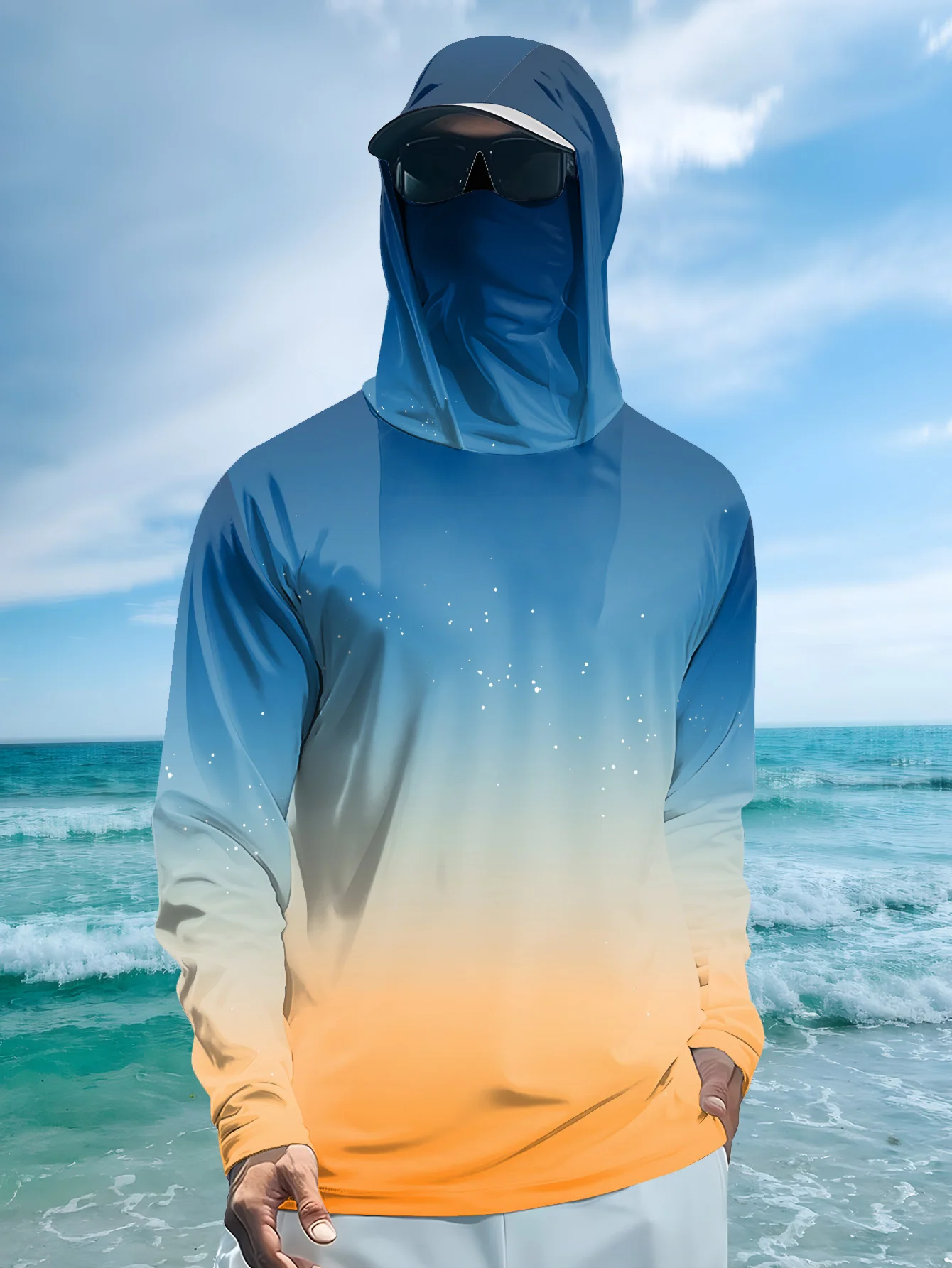 2026 Summer Best-selling Men's Long-Sleeved Shirt for Outdoor Leisure Sport Comfortable and Soft Simple Gradient Pattern Print