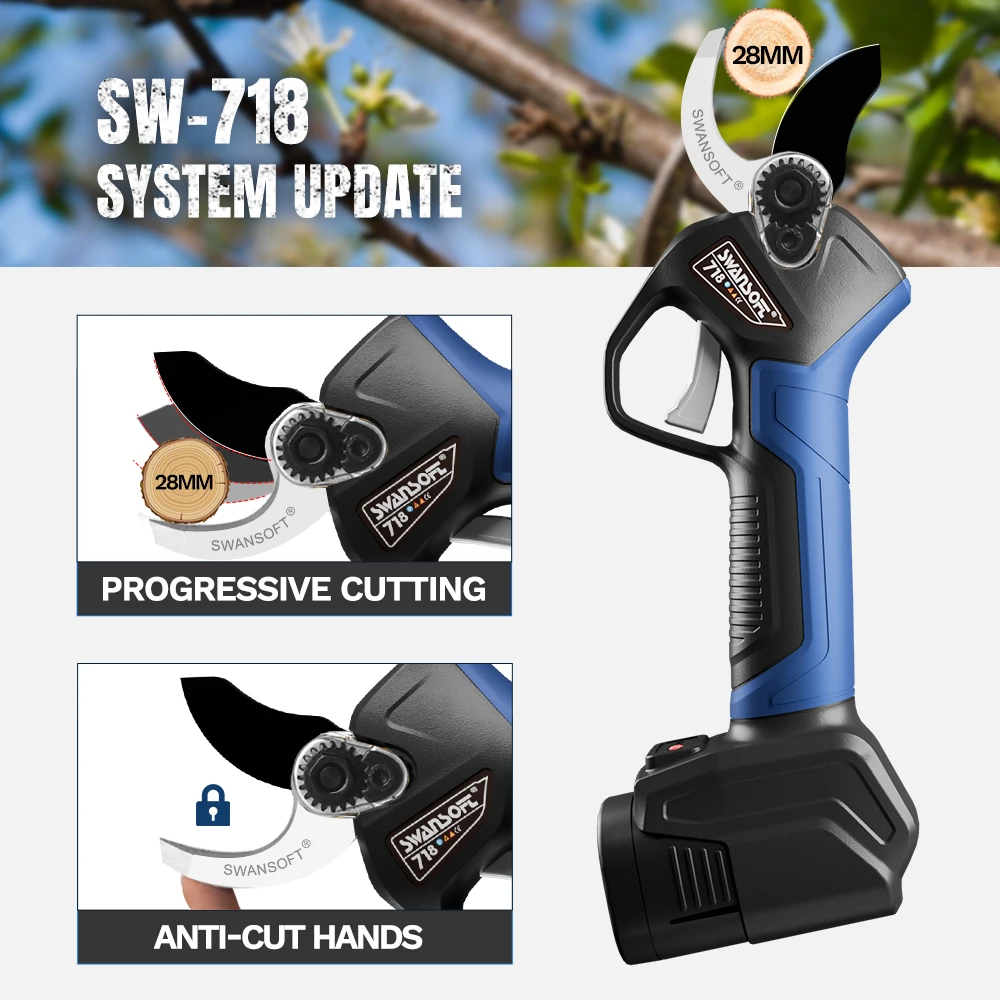 28mm Rechargeable Battery Cordless Brushless Motor Electric Pruning Shear 28mm Brush Motor Set Woodworking Tool Garden Tool