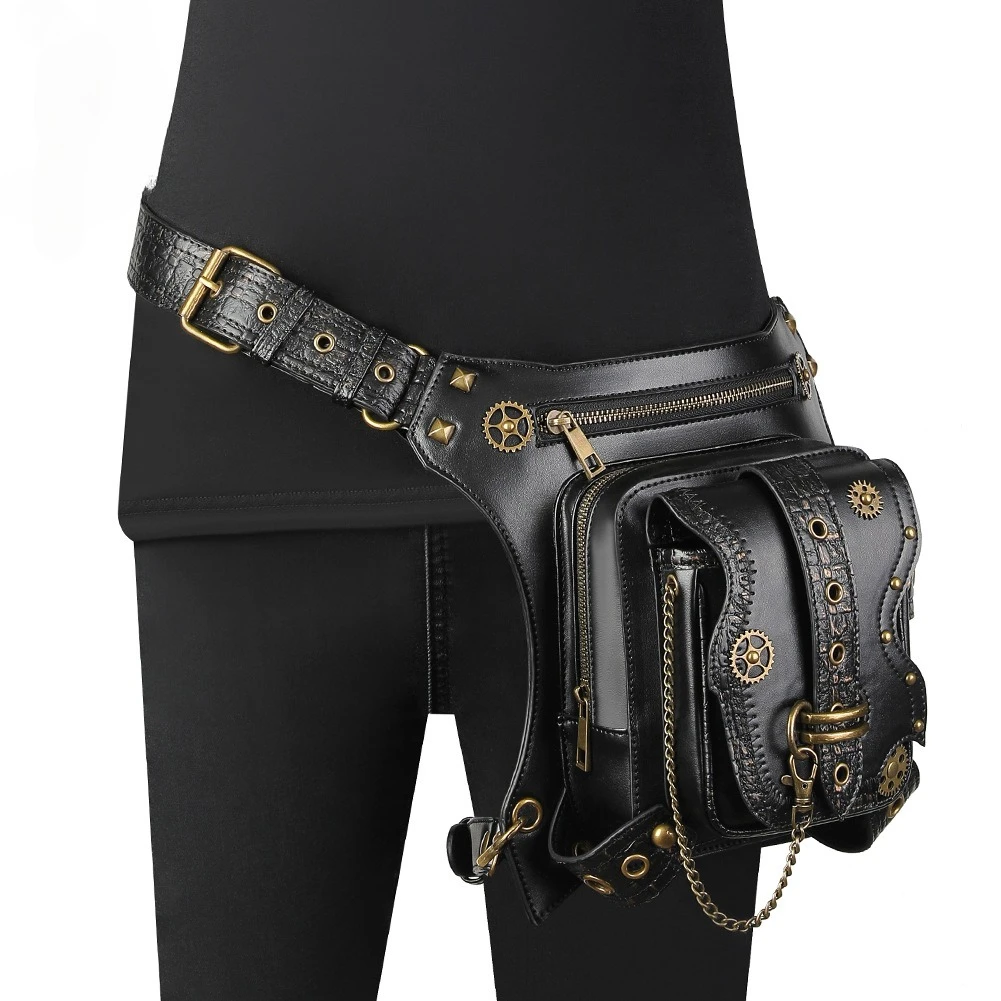 

Women's Handbags European and American Motorcycle Chain Bag Niche Retro Waist Bag Men's Outdoor Mobile Phone Chest Bags