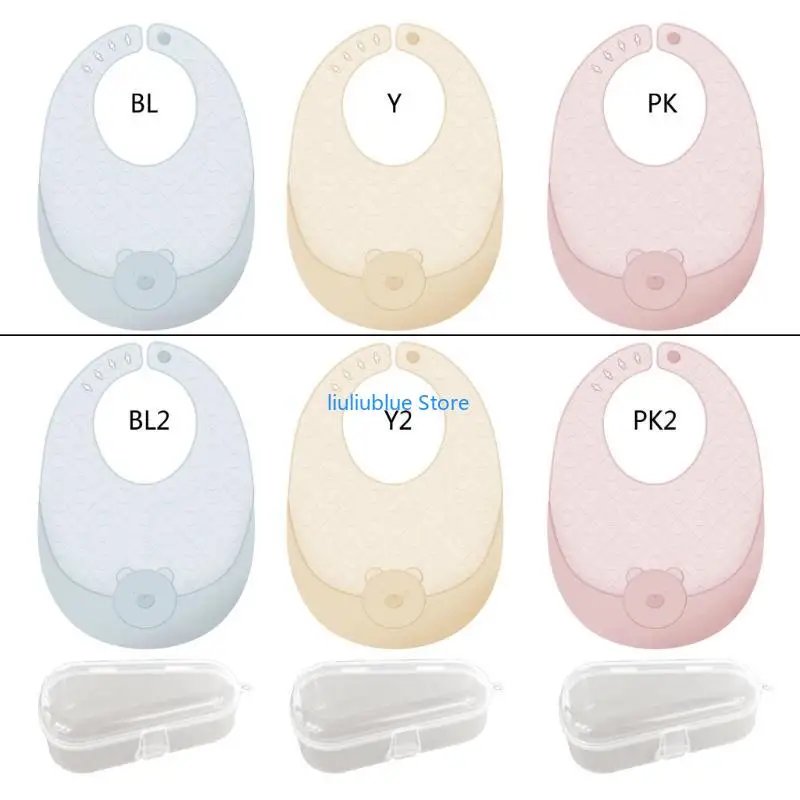 

Waterproof Baby Bibs with Meal Pocket Silicone Burp Cloth 4-Gear Adjustable for Feeding & Teething Infant Saliva Towel 62CF