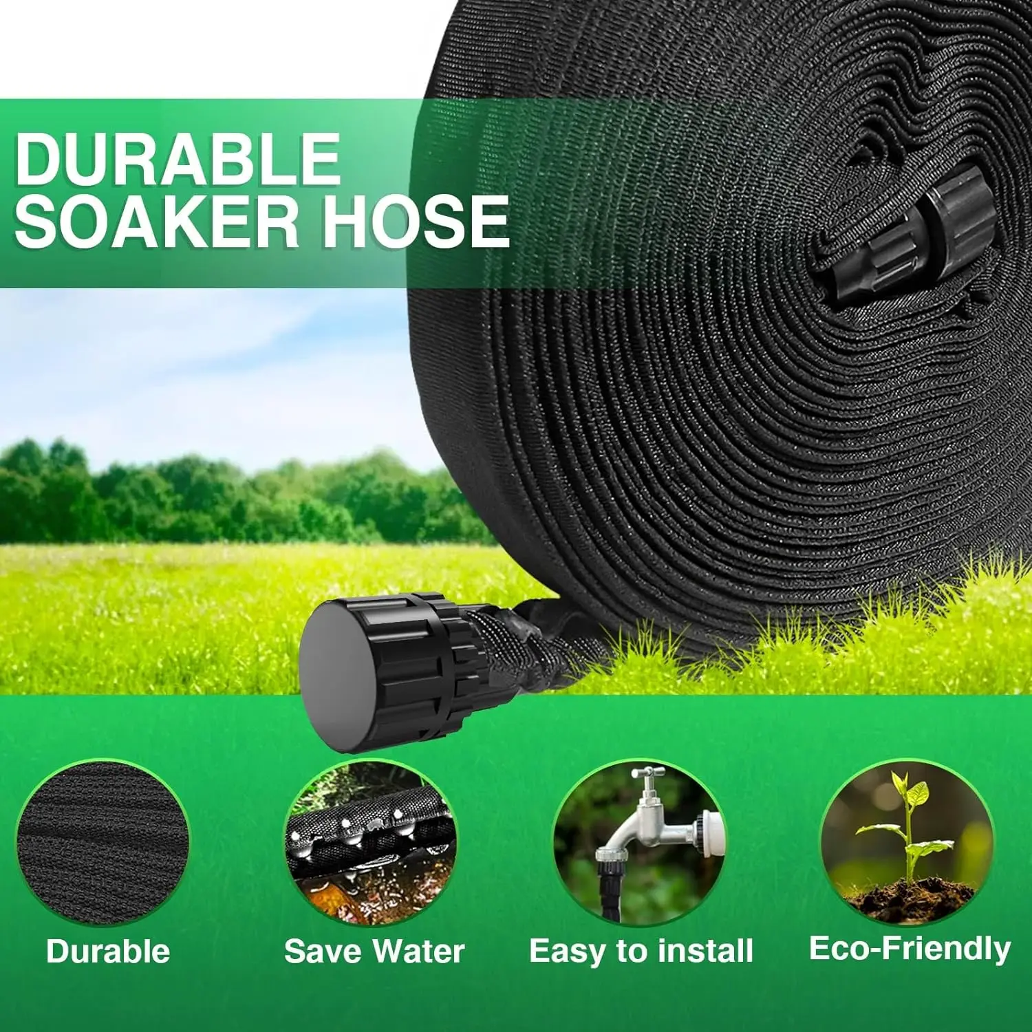 Lefree Soaker Hose 50-100ft, Soaker Hose for Foundation Watering, Flat Soaker Hose, Lightweight Tough Drip Hose for Lawn, Plants