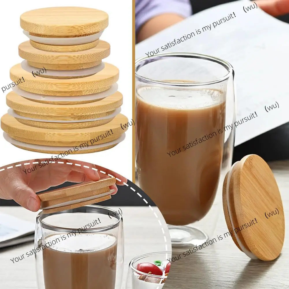 52/62/72/80/90/100 mm round wooden can lid, rubber seal lid can be reused