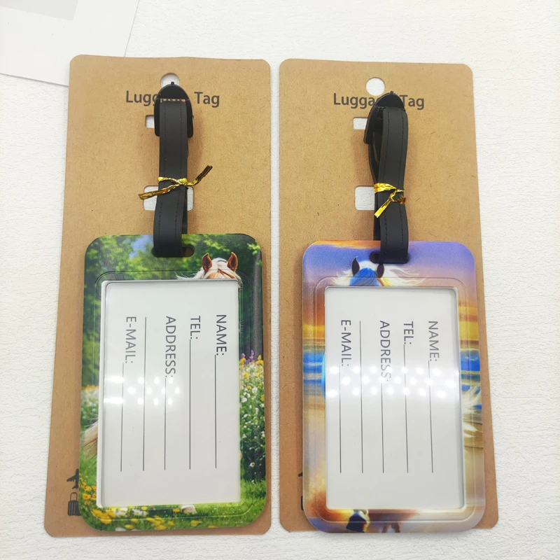 غرامة الحصان الأمتعة التسمية الرجال السفر الأمتعة العلامة الأولاد حقيبة معرف عنوان حامل الأمتعة الصعود المحمولة حقيبة تذكرة #5