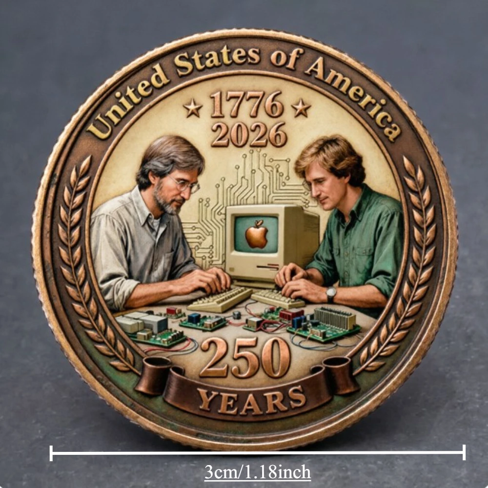 Flat Stainless Steel Glass Brooch USA 250th Anniversary Tech History Computer Inventors Retro Lapel Pin