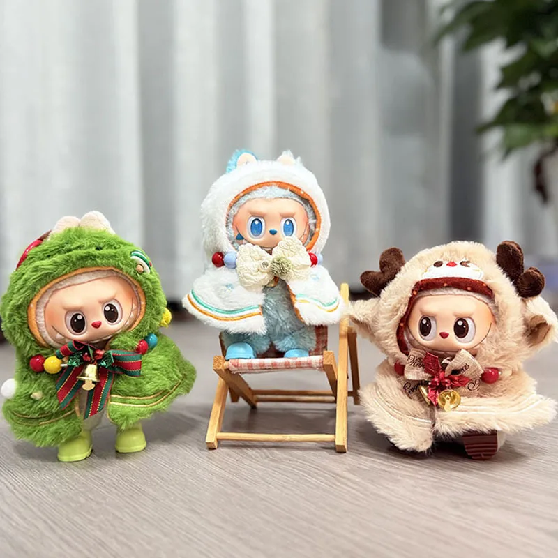 

Christmas Set with Colorful Beads for 1st/2nd/3rd Gen 17cm Labubu Sitting Pose Doll, Festive Changeable Outfit (Clothing Only)