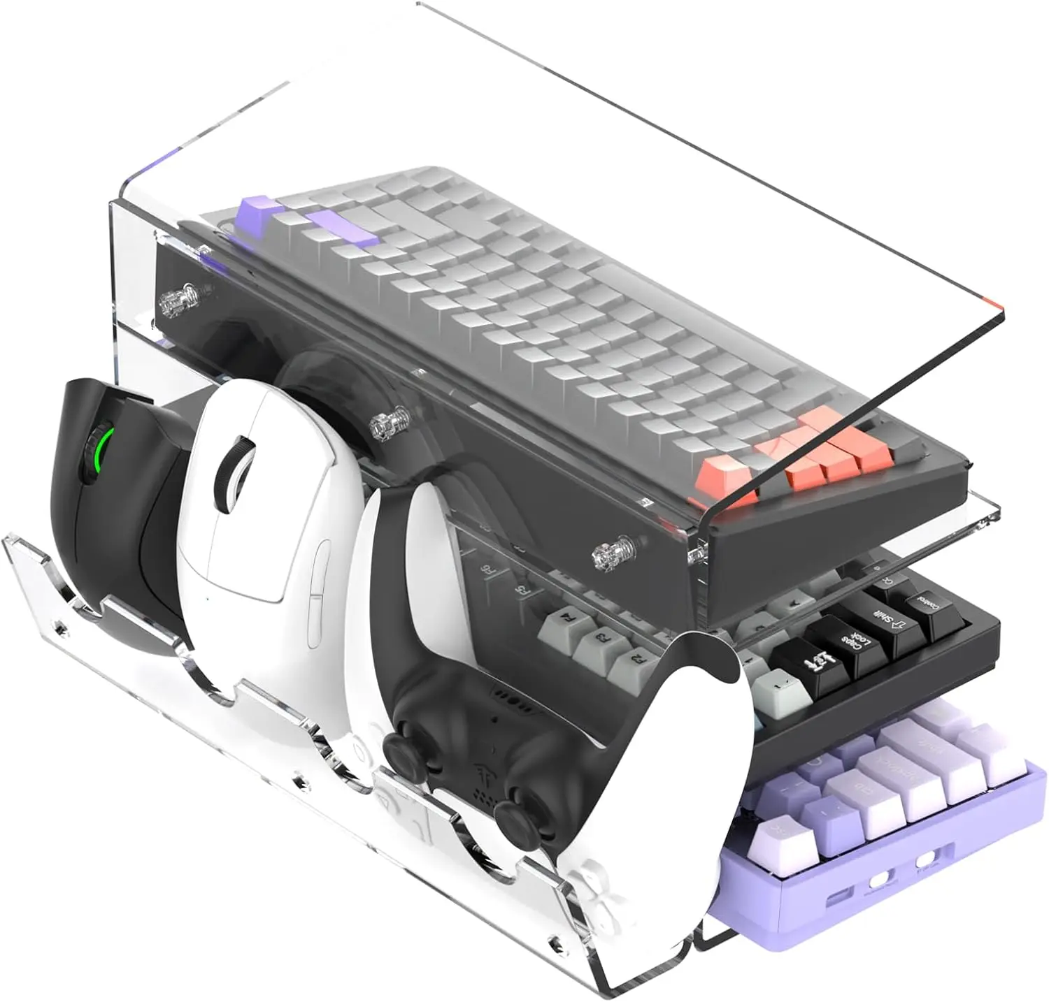 

Acrylic Keyboard Display Stand 3-Tier storage Rack for Keyboard Mouse Gamepad, Computer Desktop Frame Stand Shelf