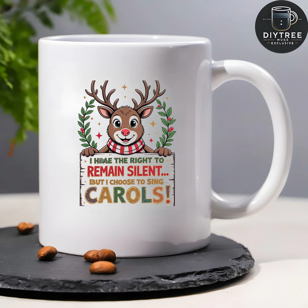 Caneca de 11oz com rena de desenho animado, presente de natal para crianças, família, escritório, xícara de café, carol de natal, presente criativo de feriado
