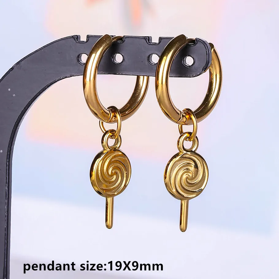 Engelskreuz Alien Anhänger Creolen Stern Schwert Bogen Edelstahl Runde Ohrringe für Damen Herren Schmuck Piercing Aretes Geschenk – Detail 16