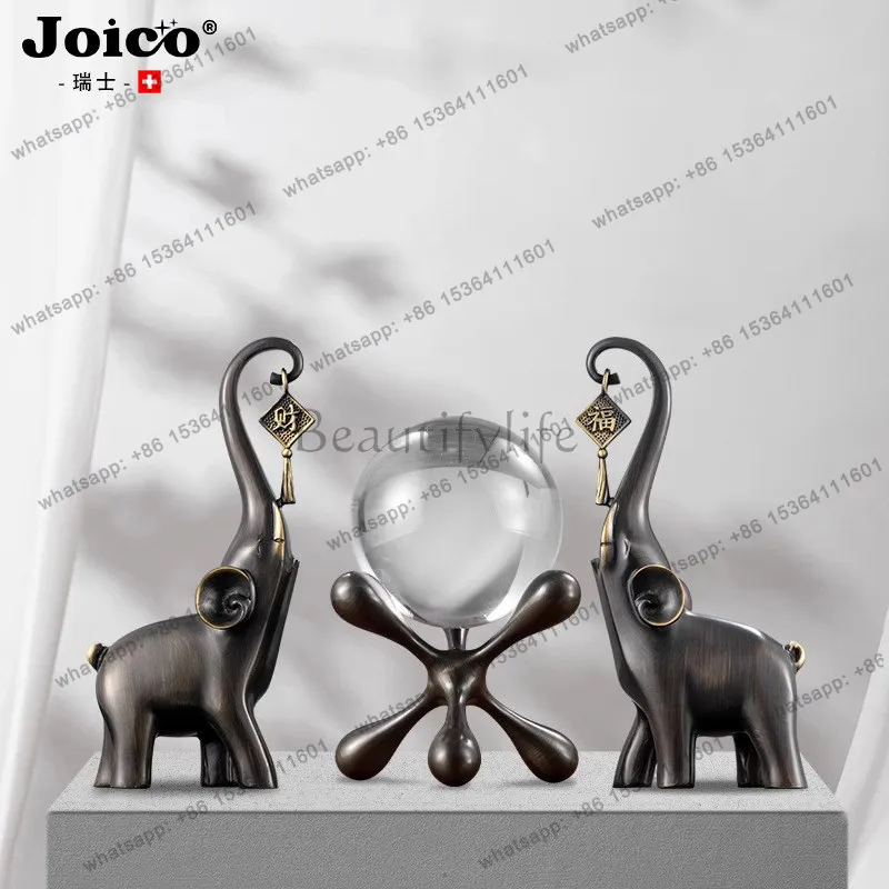 Ornament light luxury high-end lucky brass elephant living room office entrance TV cabinet decoration