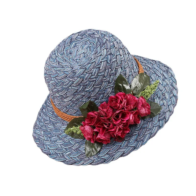 

2024 Original Design Flower Woven Straw Sun Hat for Women Fairy Beach Party Photo Shoot Summer Sunscreen Chapeau Femme Sombreros