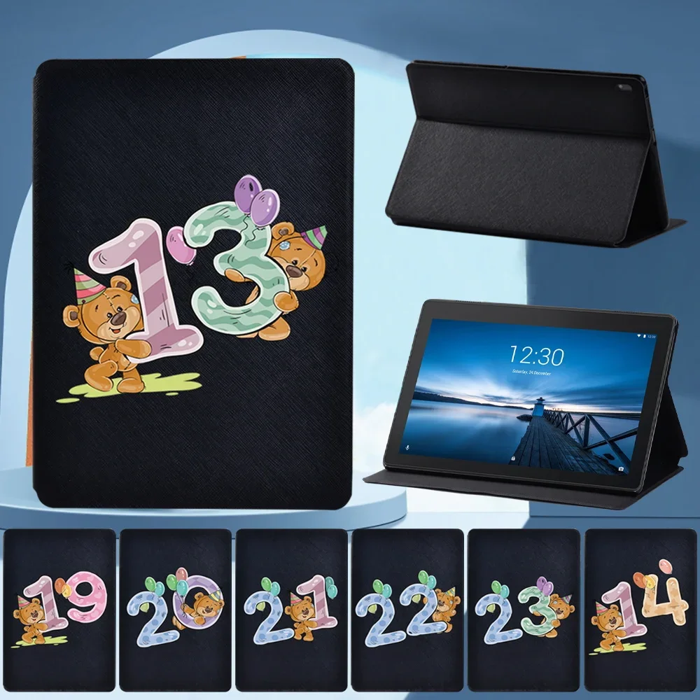 Dla Lenovo Tablet Stand Case Tab E10 TB-X104F/Tab M10 X605F X505F/Tab M10 PLUS X606F X Bear Print Pu Leather Portable Cover