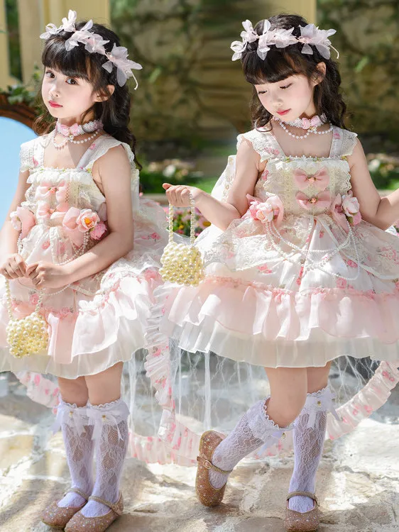 lolita-princess-skirt-for-girls-floral-print-strap-dress-summer-fashionable-puffy-skirt-soft-polyester-fiber-comfortable-to-wear