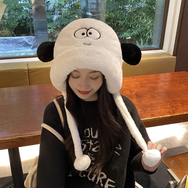 厚みのあるぬいぐるみ帽子女性の秋冬漫画暖かい雷峰キャップ耳保護ウサギの毛皮耐性使い捨て保護帽子