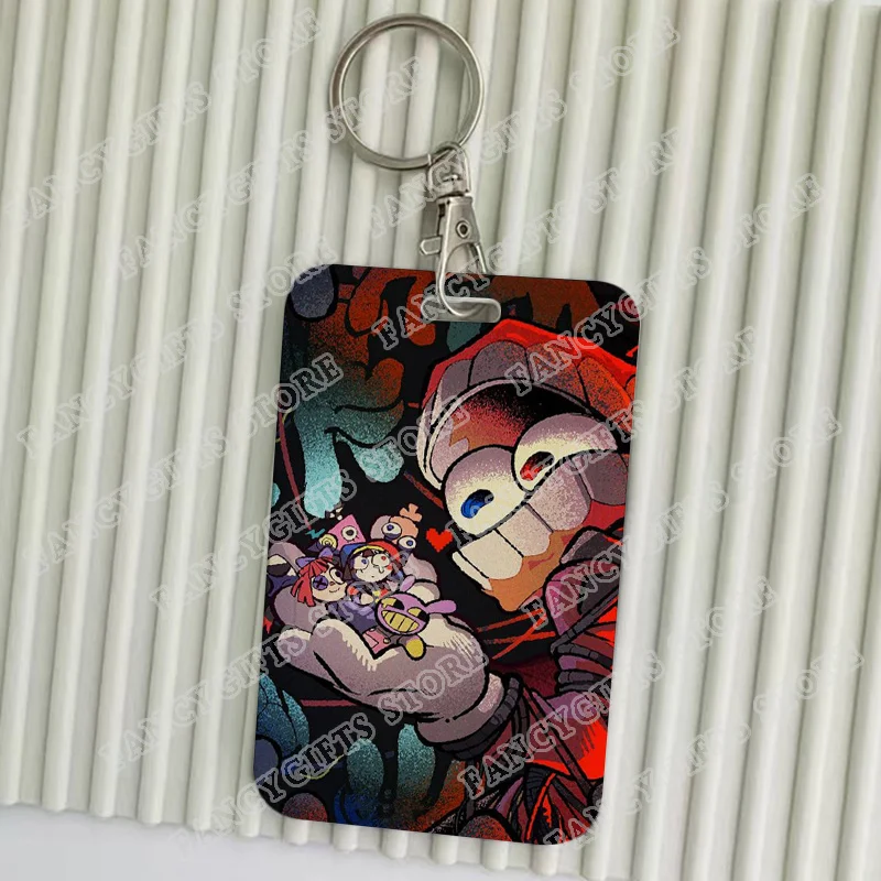 Cute Cartoon Chibi Keychains Holders Bank Bus ID Credit Cards Key Ring Chains
