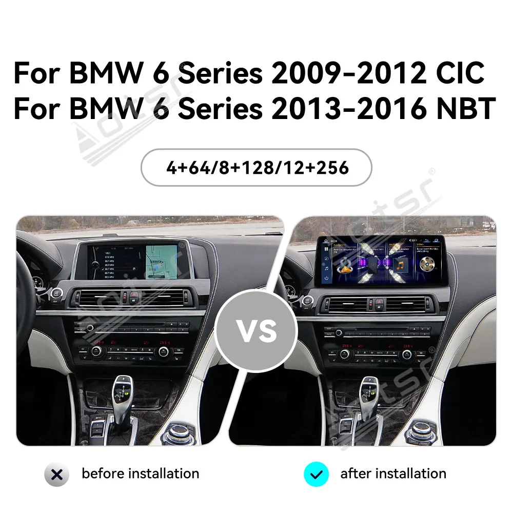 راديو سيارة رفيع للغاية 12.9 بوصة لسيارة BMW 6 Series 2009-2012 CIC 2013-2016 نظام NBT أندرويد 13.0 مشغل وسائط متعددة وحدة رأس نافي GPS