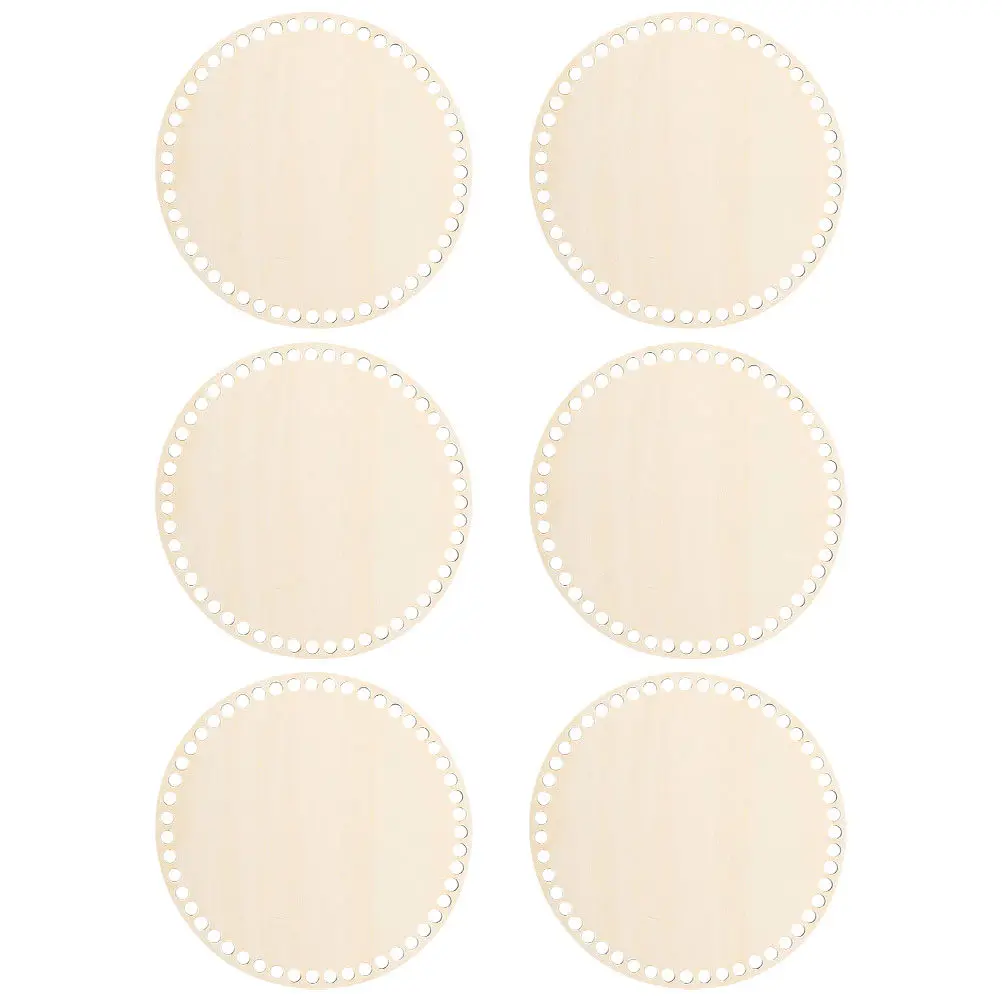 

6Pcs Crochet Basket Bases Natural Wood Round Blank 15Cm DIY Bag Bottoms Basket Weaving Supplies for Knitting Craft