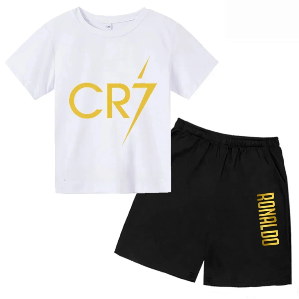 3D kids T-shirt Summer CR7 Star Print Top/Shorts  Boys/Girls Preschool 3-13Y Birthday Gift Sunshine  Round Neck Sports Set