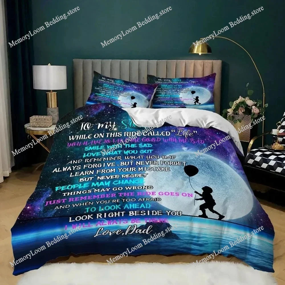 American Style Duvet Cover Set letter Words Postcards Bedding Set Single Double TwinQueen For Men Women Kids Gifts