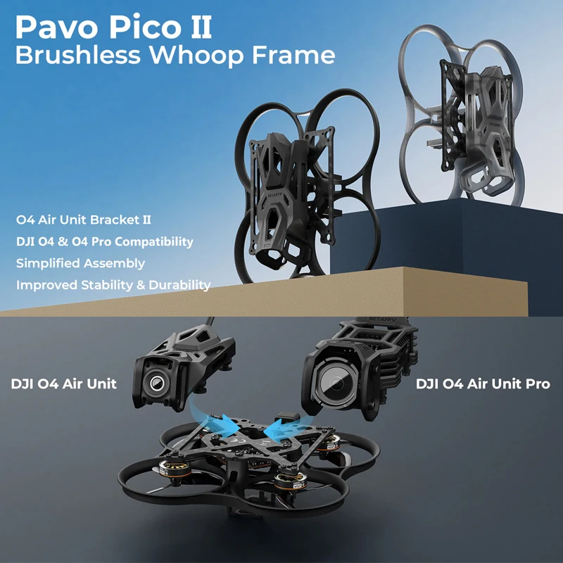 BETAFPV Pavo Pico II Brushless Whoop Frame Black/Transparent Gray O4 Air Unit Bracket/ Whoop Frame for Pavo Pico II Quadcopter