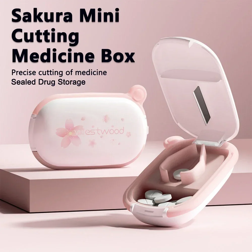 Pill Cutter Box Drug Box Tablet Cutter Splitter Medicine Mini Drug Tablet Medicine Dustproof Divider Organizer Crusher