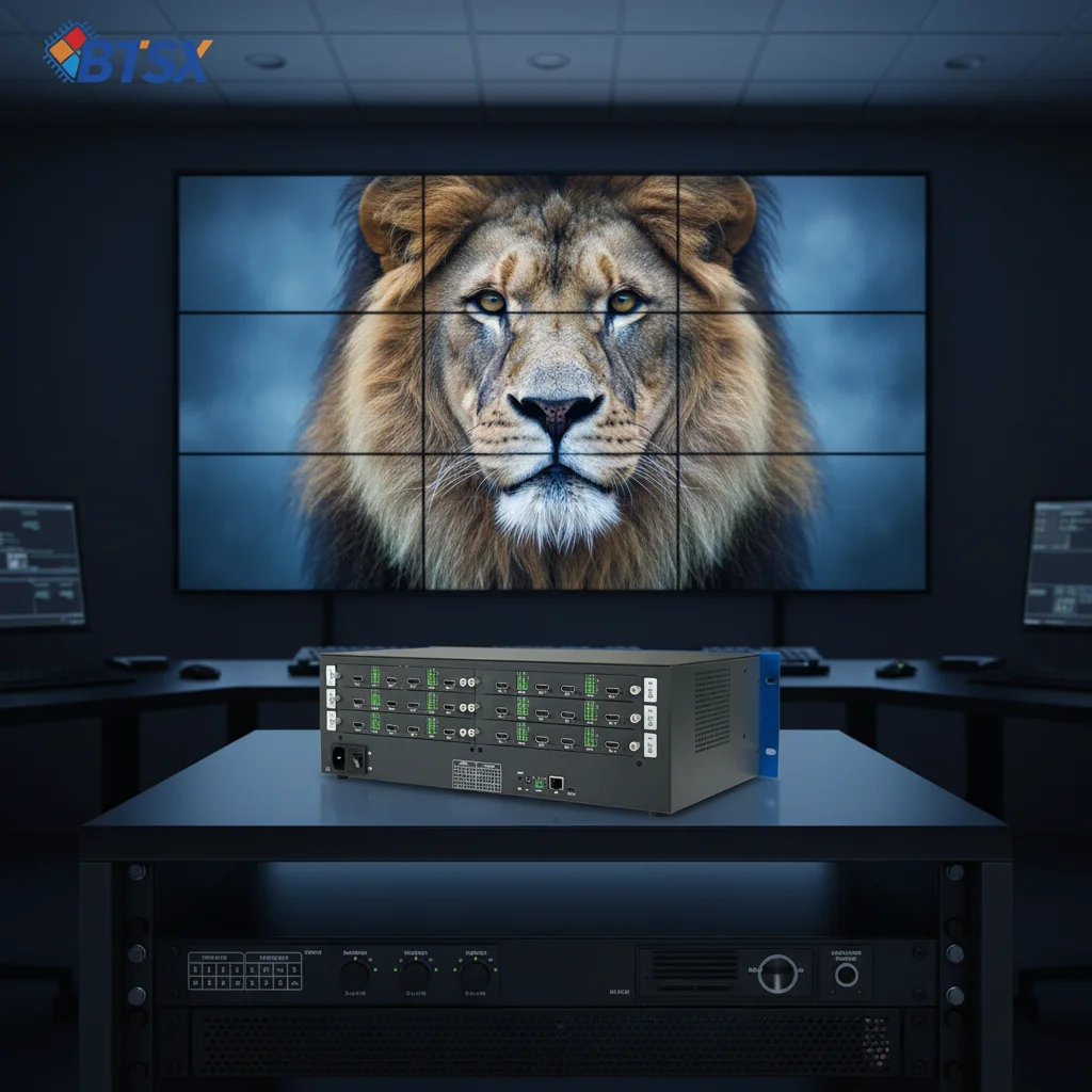 12x12 4K60 HDMI Modular Matrix Switcher Seamless Switch Multi-Screen Splicing Layouts EDID Audio Extraction for Command Center