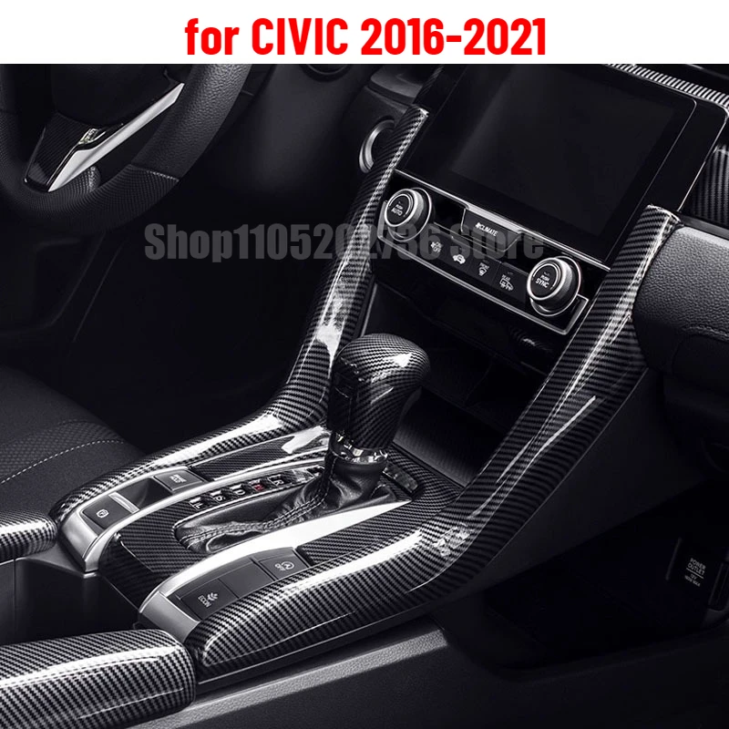 

Carbon Fiber ABS Panel Decorative Cover Trim Compatible Fit for HONDA CIVIC 2016 2017 2018 2019 2020 2021 Control Overlays Cover