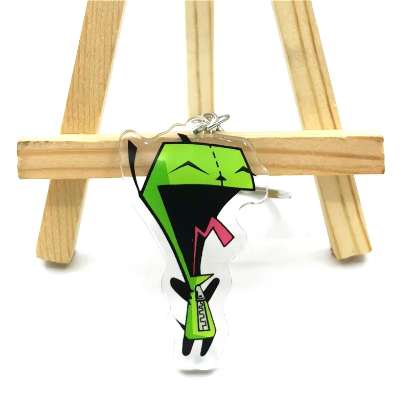 Invader Zim Men's and women's key chain accessories lovely bag pendant key ring acrylic cartoon Jewelry Gift