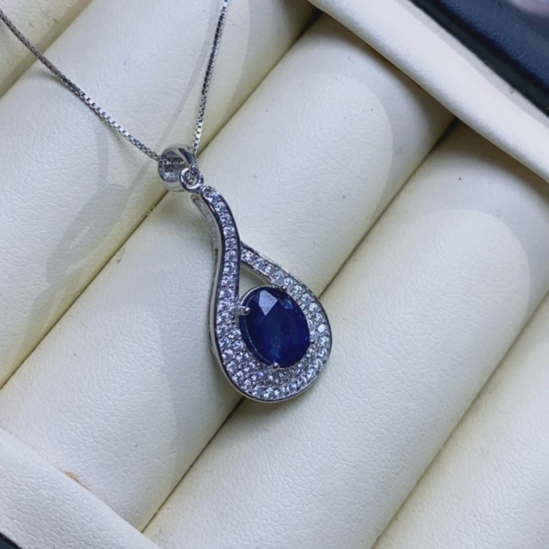 

Natural sapphire pendant necklace for women silver 925 jewelry luxury gem stones 18k gold plated free shiping items
